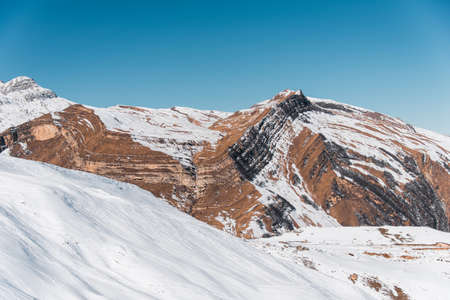 Winter mountains in Gusar region of Azerbaijanの写真素材
