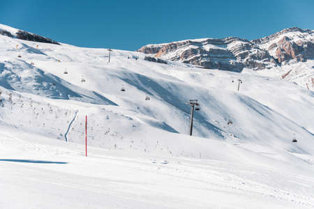 Winter mountains in Gusar region of Azerbaijanの写真素材