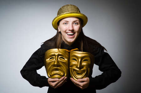 Woman with mask in funny concept