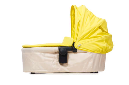 Baby carrycot isolated on whiteの写真素材