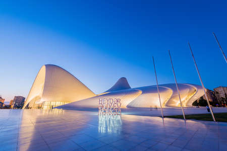 BAKU- JULY 20: Heydar Aliyev Center on July 20, 2015 in Baku, Azerbaijan. Heydar Aliyev Center won the Design Museum's Designs of the Year Award in 2014のeditorial素材
