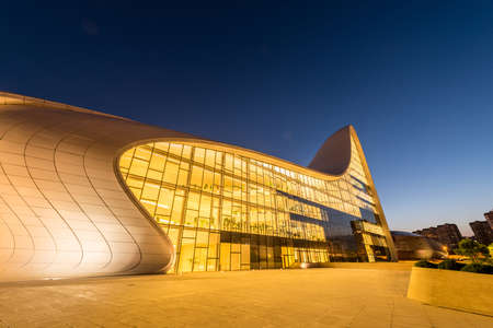 BAKU- JULY 20: Heydar Aliyev Center on July 20, 2015 in Baku, Azerbaijan. Heydar Aliyev Center won the Design Museum's Designs of the Year Award in 2014のeditorial素材