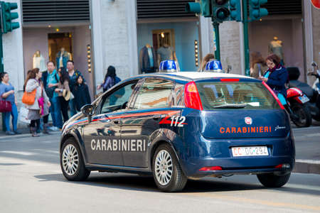 Rome - MARCH 21, 2014: Police Car on March 21 in Rome, Italy. Police Car in italian capital Romeのeditorial素材