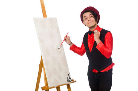 Funny artist isolated on whiteの写真素材