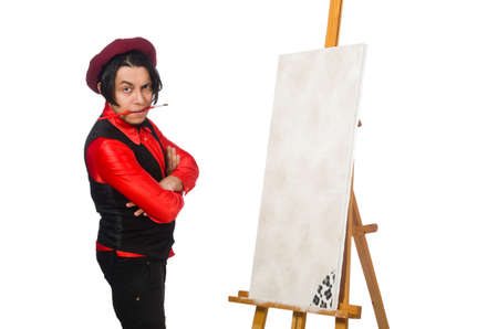 Funny artist isolated on whiteの写真素材