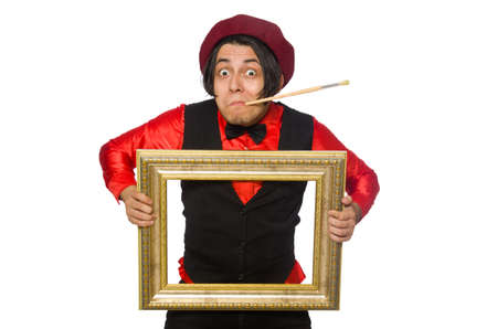 Funny artist isolated on whiteの写真素材