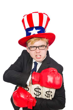 Man wearing hat with american symbolsの写真素材