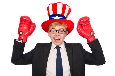 Man wearing hat with american symbolsの写真素材