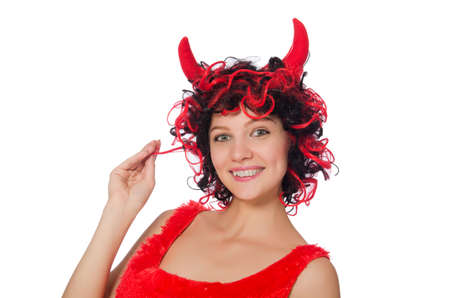 Woman devil in funny halloween concept
