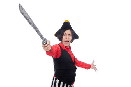 Funny pirate isolated on the whiteの写真素材