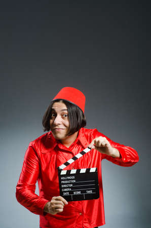 Man wearing red fez hatの写真素材