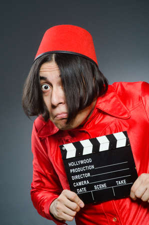 Man wearing red fez hatの写真素材