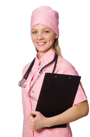 Woman doctor isolated on whiteの写真素材