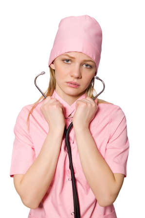 Woman doctor isolated on whiteの写真素材