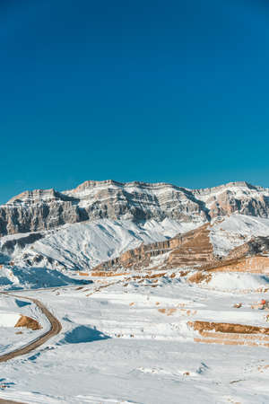 Winter mountains in Gusar region of Azerbaijanの写真素材