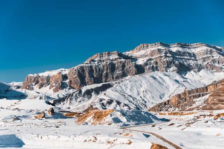 Winter mountains in Gusar region of Azerbaijanの写真素材