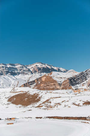 Winter mountains in Gusar region of Azerbaijanの写真素材