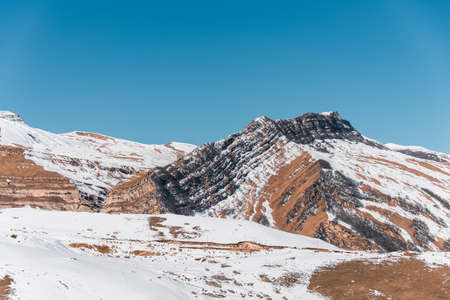 Winter mountains in Gusar region of Azerbaijanの写真素材