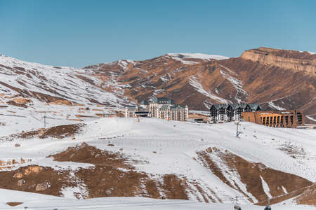 Shahdag - FEBRUARY 8, 2015: Tourist Hotels  on February 8 in Azerbaijan, Shahdag. Shahdag has become a popular tourist destination for skiing in Azerbaijan.のeditorial素材