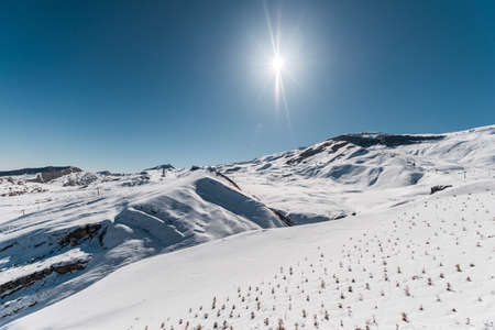 Winter mountains in Gusar region of Azerbaijanの写真素材