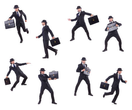 Businessman in vintage concept isolated on whiteの写真素材