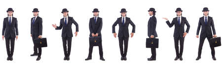 Businessman in vintage concept isolated on whiteの写真素材