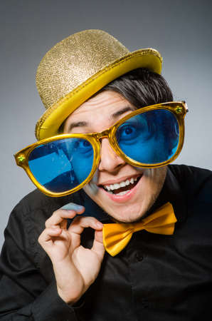 Funny man with vintage hatの写真素材