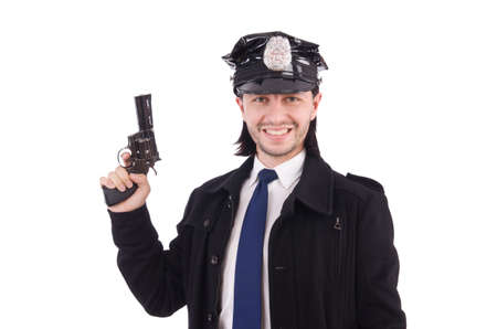 Police officer isolated on white