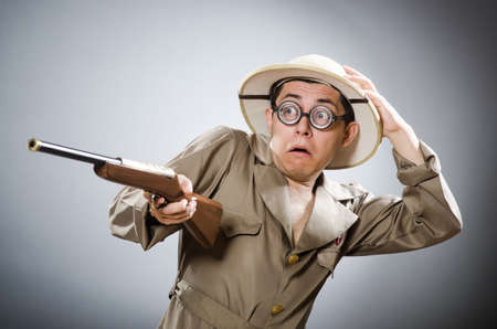 Funny hunter in hunting conceptの写真素材