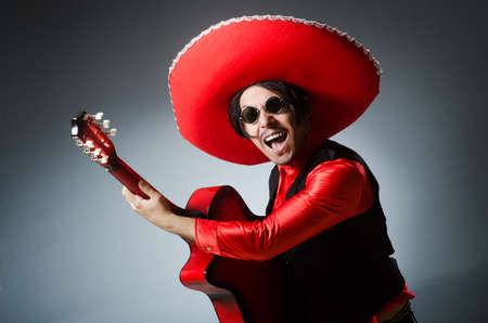Person wearing sombrero hat in funny conceptの写真素材