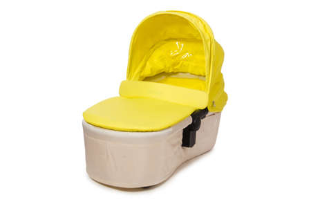 Baby carrycot isolated on whiteの写真素材