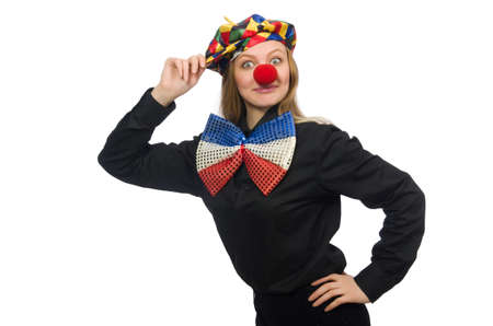 Funny clown isolated on whiteの写真素材