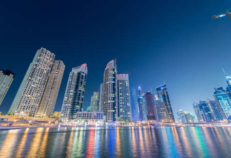 Dubai - JANUARY 10, 2015: Marina district on January 10 in UAE, Dubai. Marina district is popular residential area in Dubaiのeditorial素材