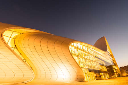 BAKU- JULY 20: Heydar Aliyev Center on July 20, 2015 in Baku, Azerbaijan. Heydar Aliyev Center won the Design Museum's Designs of the Year Award in 2014のeditorial素材