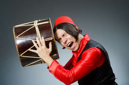 Man wearing red fez hatの写真素材