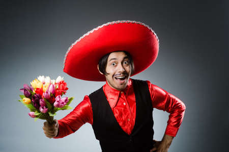 Person wearing sombrero hat in funny conceptの写真素材