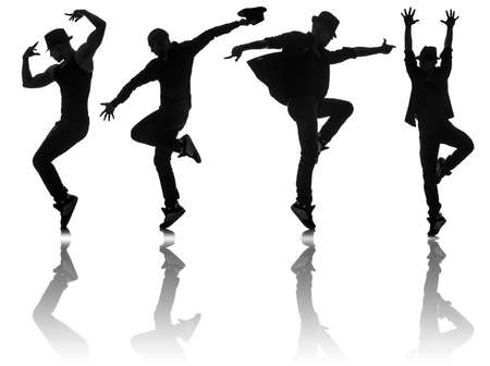 Silhouettes of dancers in dancing conceptの写真素材