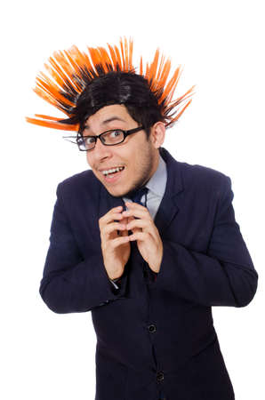 Funny man with mohawk hairstyleの写真素材