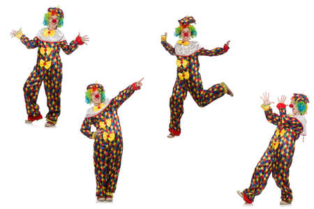 Set of clown photos isolated on whiteの写真素材