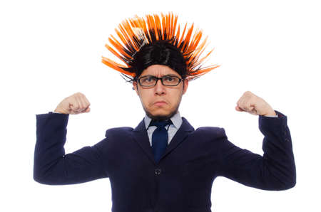 Funny man with mohawk hairstyleの写真素材