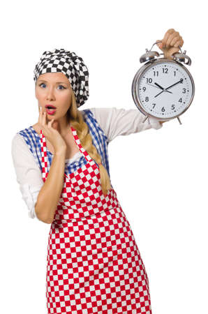 Woman cook isolated on the white backgroundの写真素材