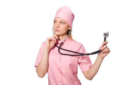 Woman doctor isolated on whiteの写真素材