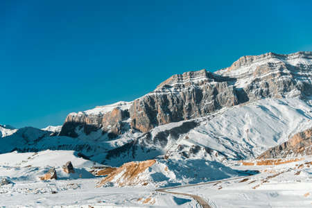 Winter mountains in Gusar region of Azerbaijanの写真素材