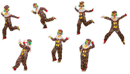 Set of clown photos isolated on whiteの写真素材