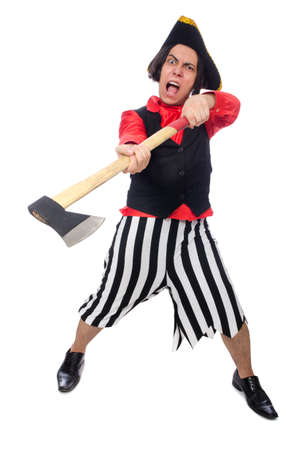 Funny pirate isolated on the whiteの写真素材