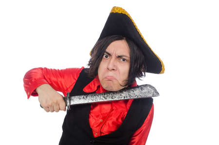 Funny pirate isolated on the whiteの写真素材