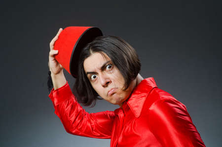 Man wearing red fez hatの写真素材