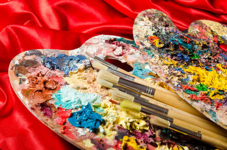 Art concept with palette and brushesの写真素材