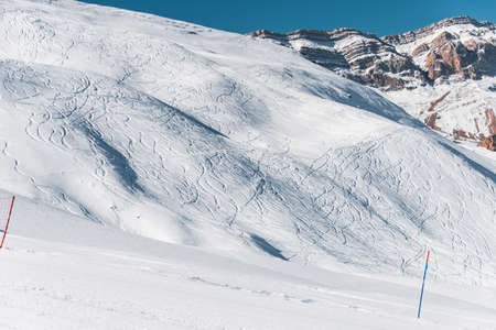 Winter mountains at ski resortの写真素材