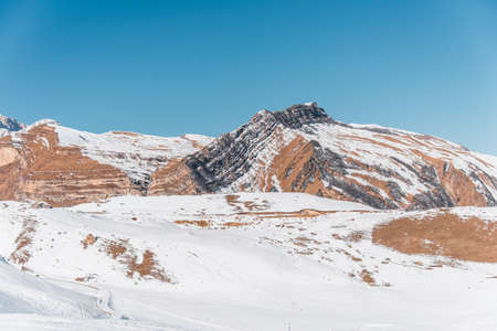 Winter mountains in Gusar region of Azerbaijanの写真素材